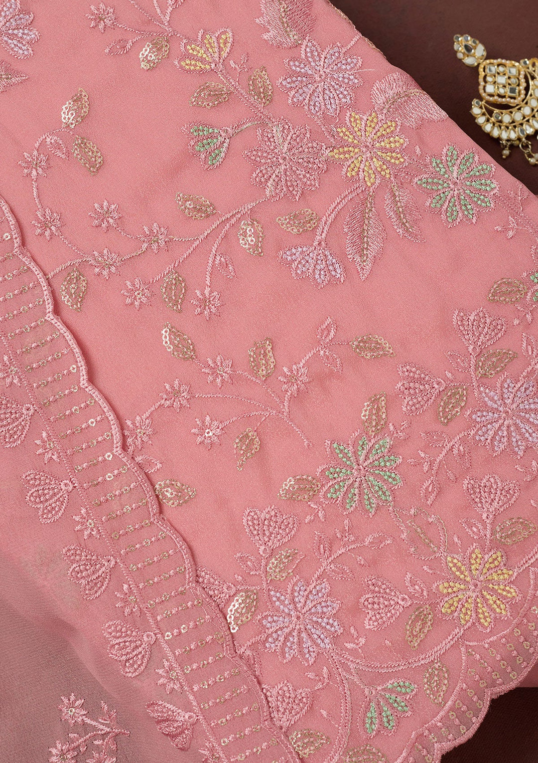 Black Threadwork Chiffon Saree-koskii