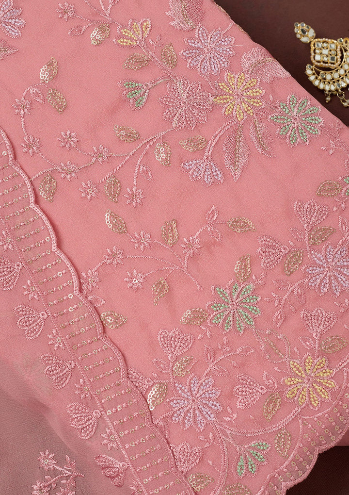Black Threadwork Chiffon Saree-koskii