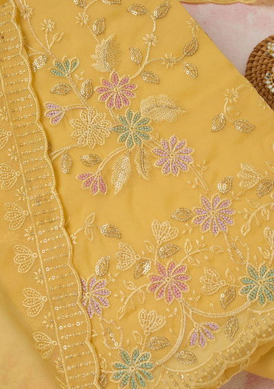 Baby Pink Stonework (Gold) Tissue Saree-koskii