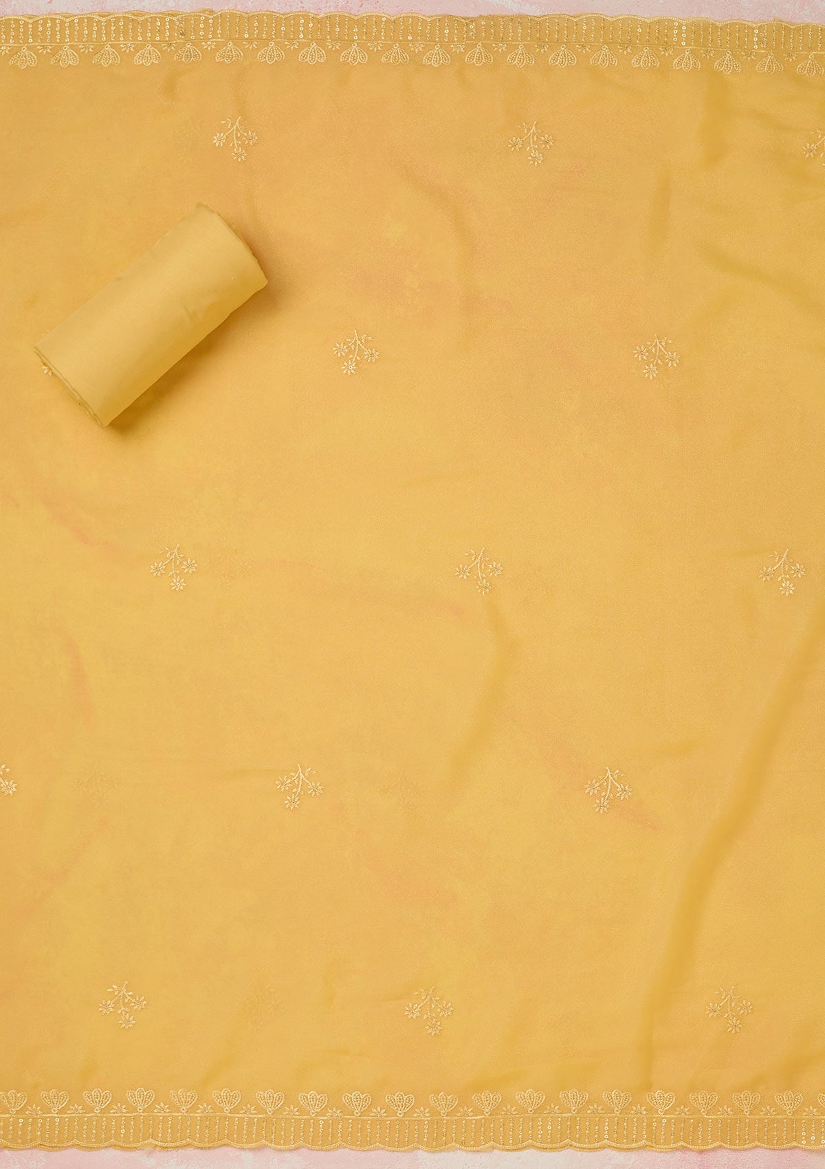 Baby Pink Stonework (Gold) Tissue Saree-koskii