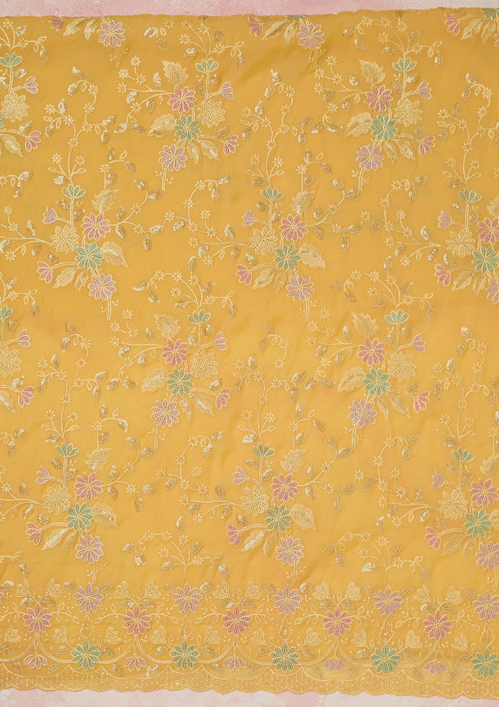 Baby Pink Stonework (Gold) Tissue Saree-koskii