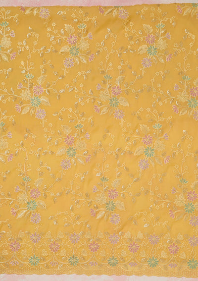 Baby Pink Stonework (Gold) Tissue Saree-koskii