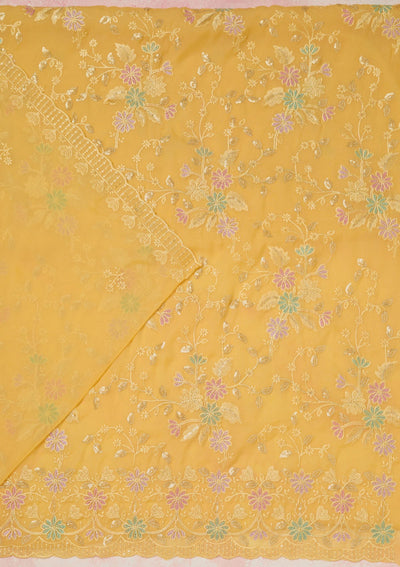 Baby Pink Stonework (Gold) Tissue Saree-koskii