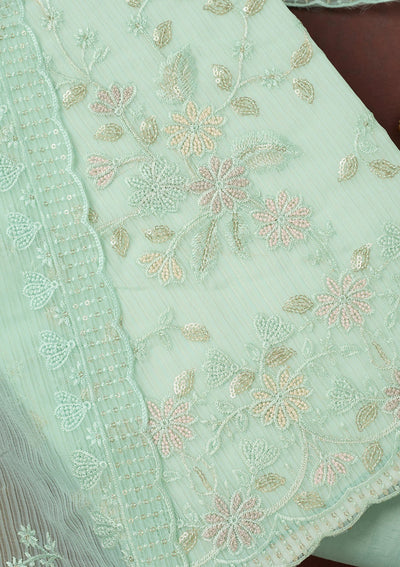 Sky Blue Cording Tissue Saree-koskii