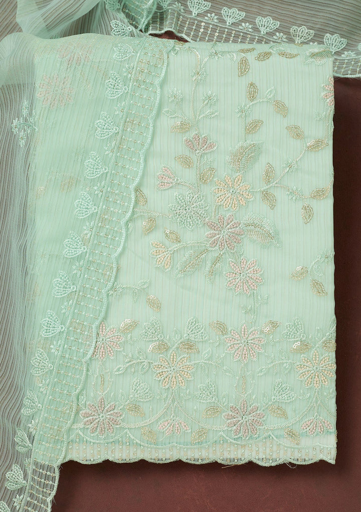 Sky Blue Cording Tissue Saree-koskii