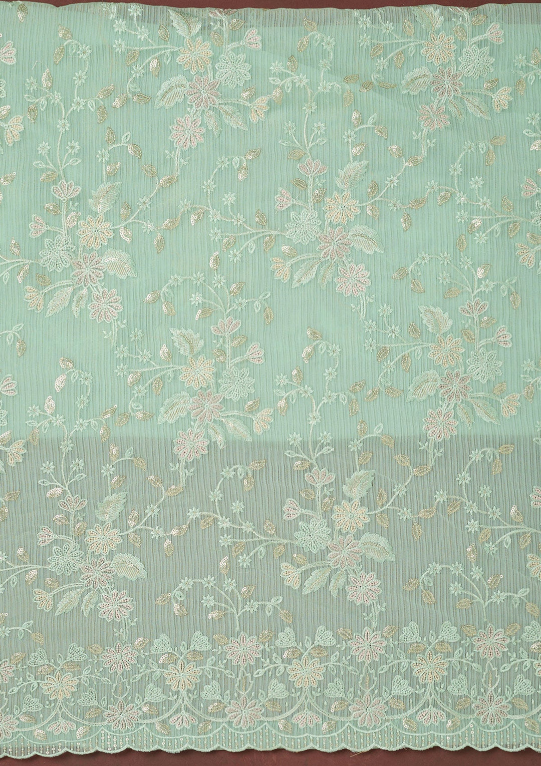 Sky Blue Cording Tissue Saree-koskii