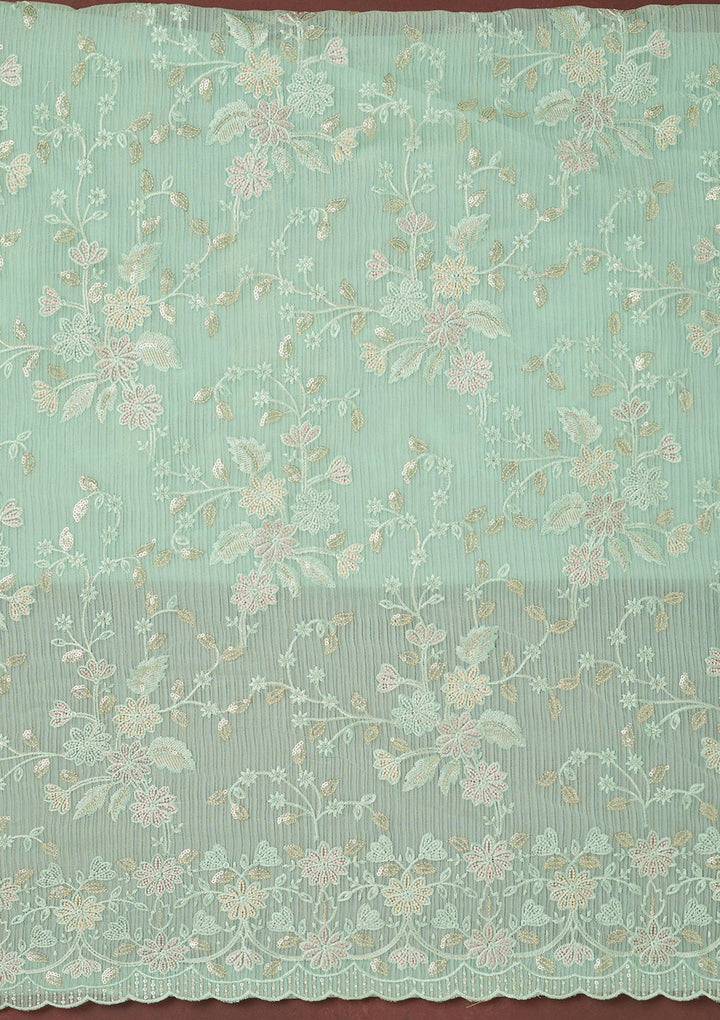 Sky Blue Cording Tissue Saree-koskii