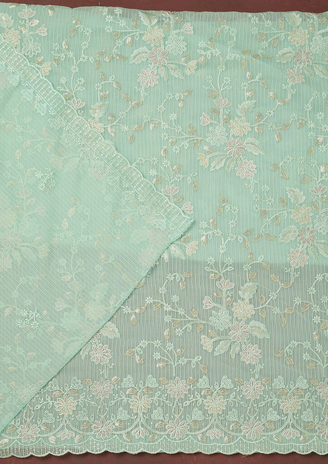 Sky Blue Cording Tissue Saree-koskii