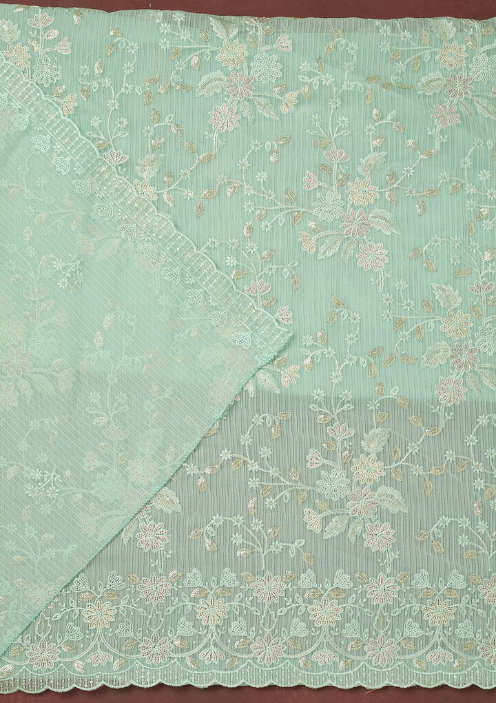 Sky Blue Cording Tissue Saree-koskii