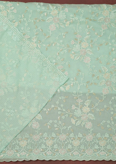 Sky Blue Cording Tissue Saree-koskii