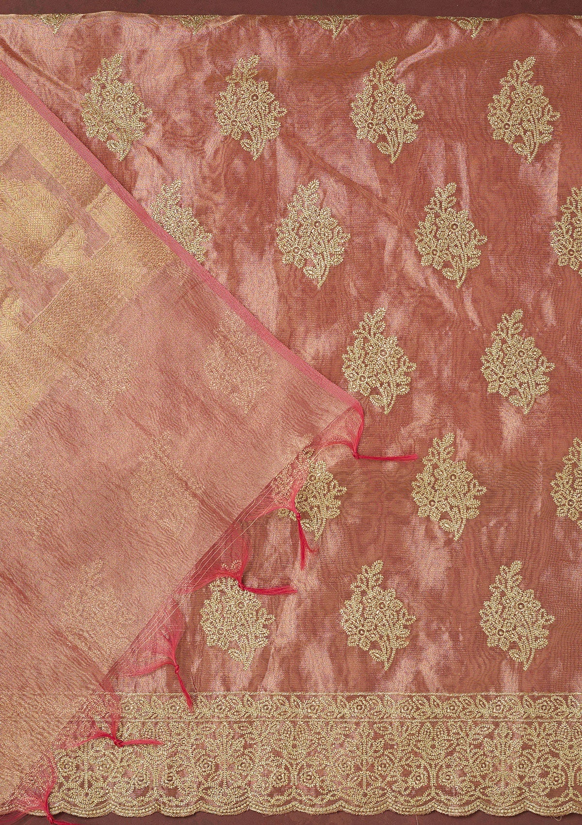 Sky Blue Cording Tissue Saree-koskii