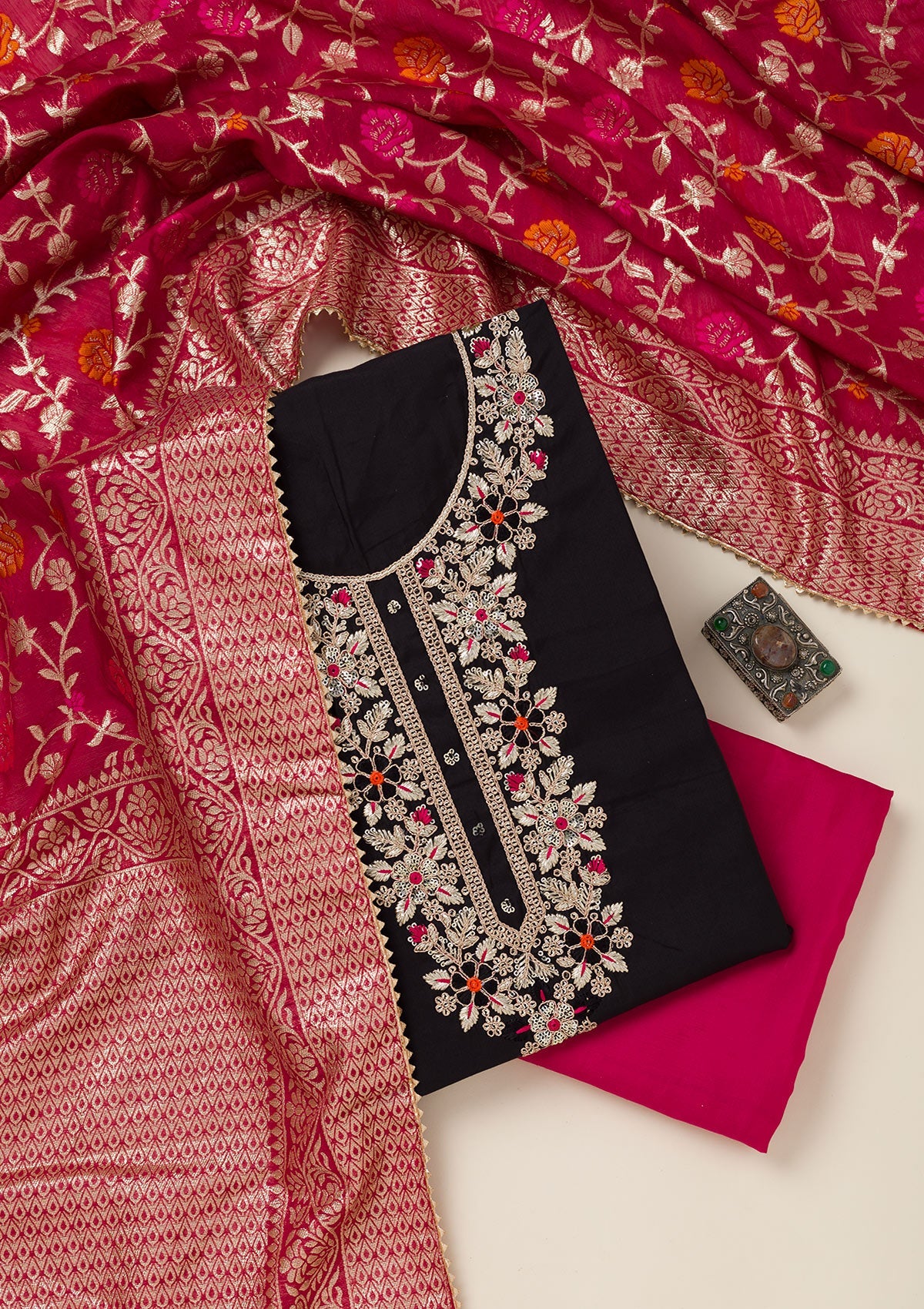 Wine Stonework (Gold) Georgette Saree-koskii