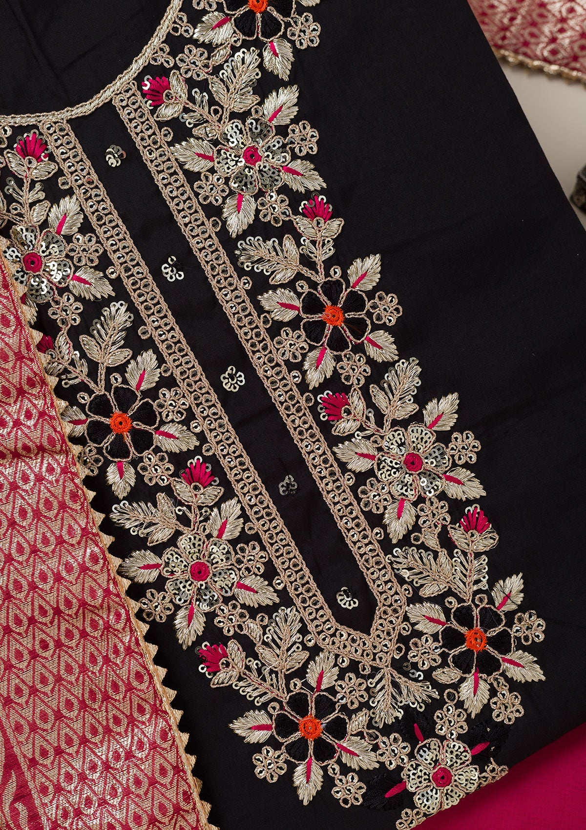 Navy Blue Stonework Chiffon Saree-koskii