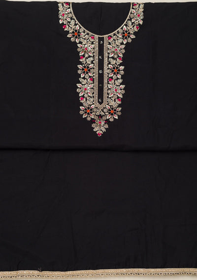 Navy Blue Stonework Chiffon Saree-koskii
