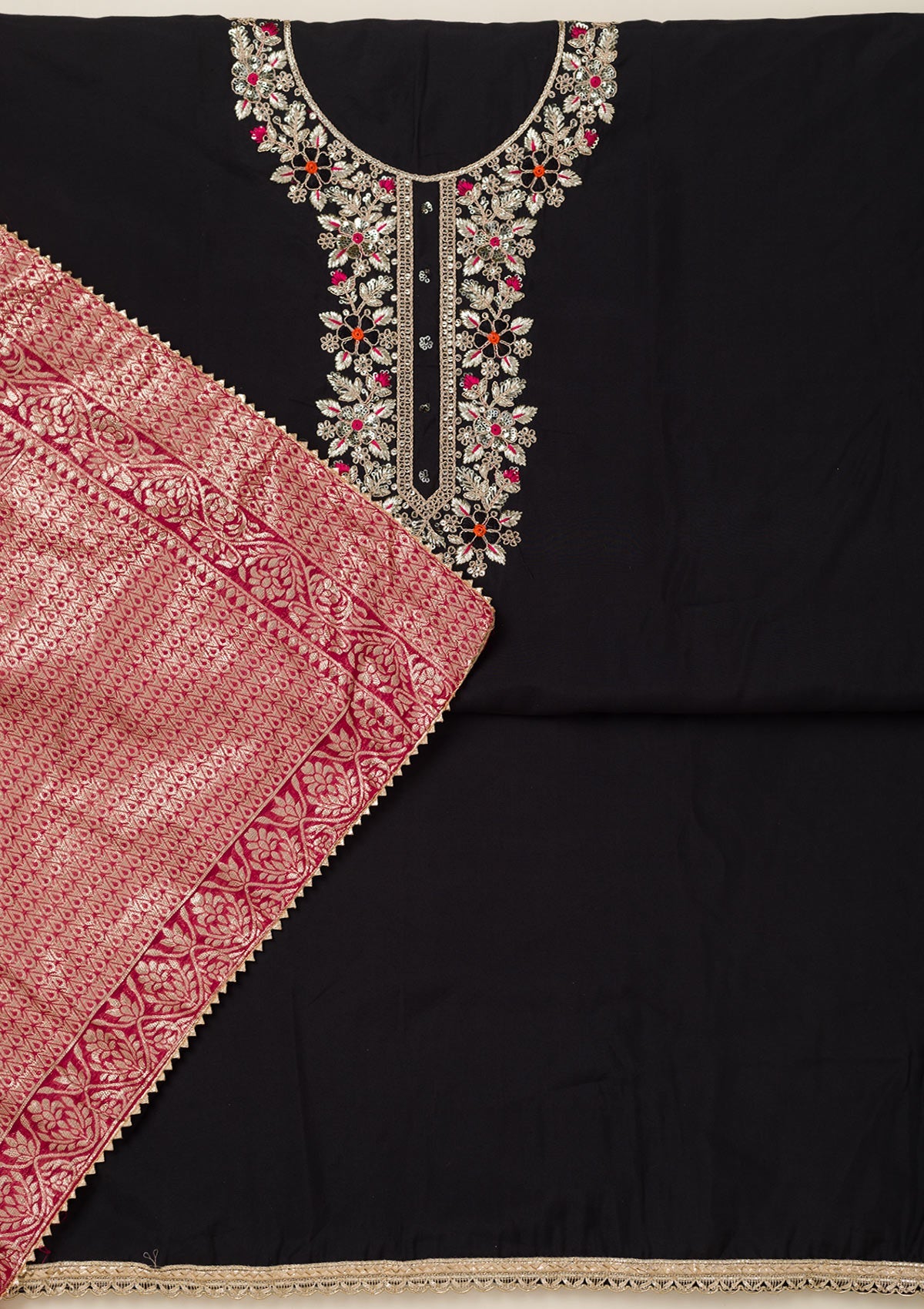 Navy Blue Stonework Chiffon Saree-koskii