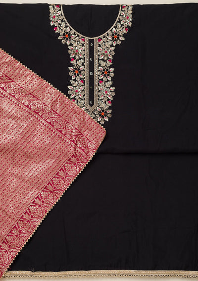 Navy Blue Stonework Chiffon Saree-koskii