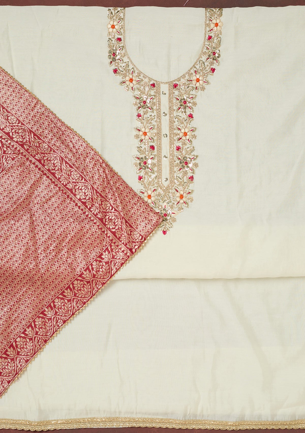 Navy Blue Zariwork (Gold) Organza Saree-koskii