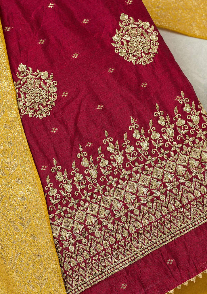 Mustard Zariwork (Gold) Organza Saree-koskii