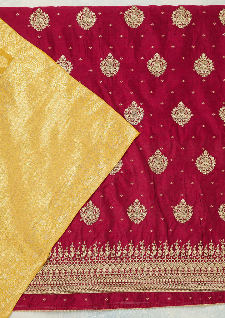 Mustard Zariwork (Gold) Organza Saree-koskii
