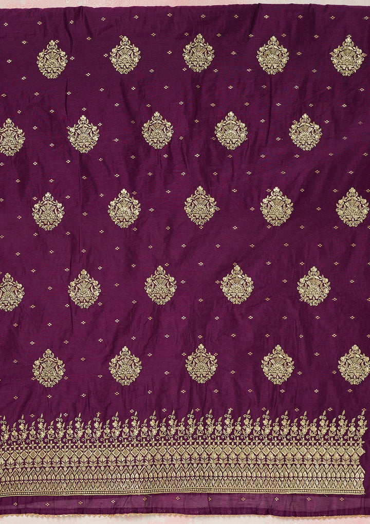 Baby Pink Stonework (Gold) Tissue Saree-koskii