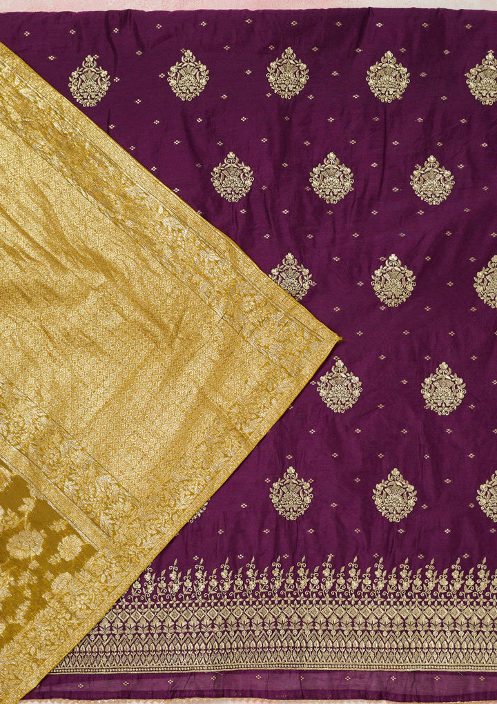 Baby Pink Stonework (Gold) Tissue Saree-koskii