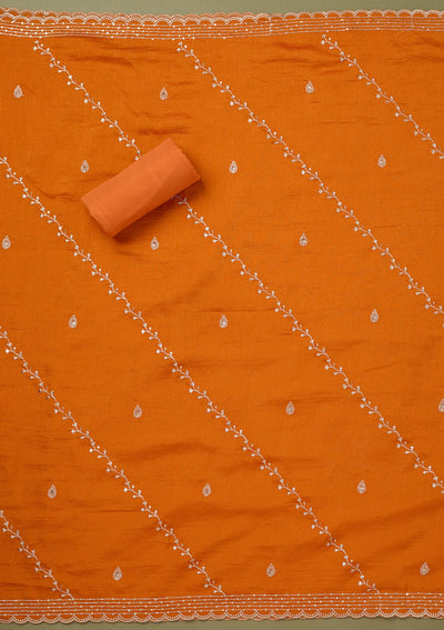 Pink Zariwork Soft Raw Silk Unstitched Salwar Suit-koskii