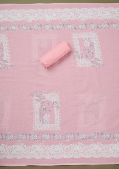 Pink Threadwork Cotton Unstitched Salwar Suit-koskii