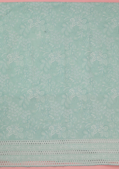 Sky Blue Threadwork Cotton Unstitched Salwar Suit-koskii