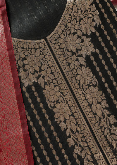 Black Zariwork (Gold) Banarasi Unstitched Salwar Suit-koskii