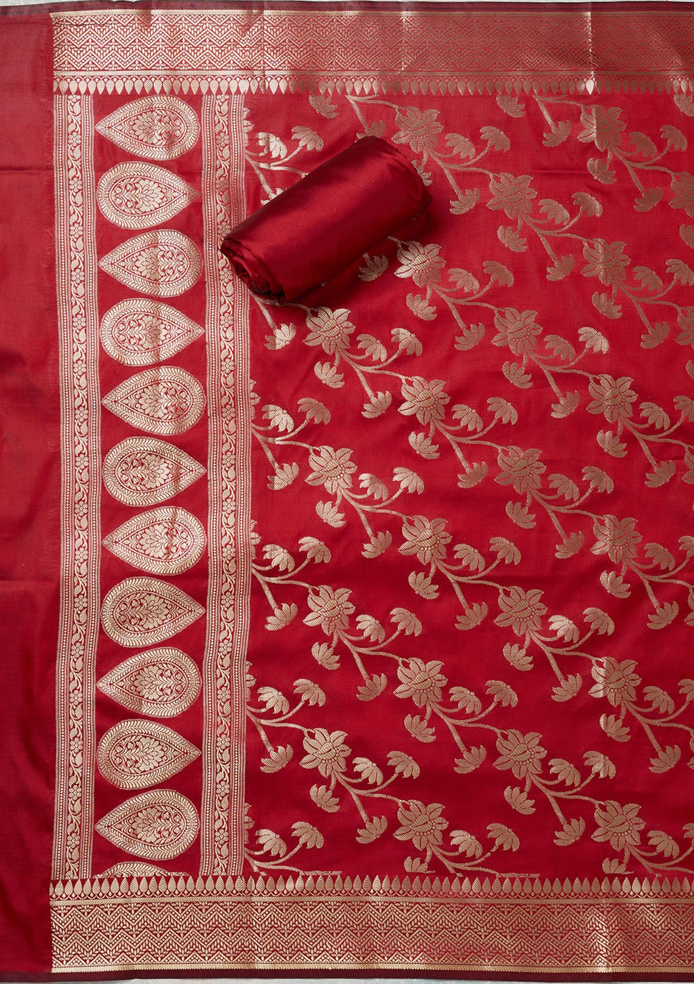 Beige Zariwork (Gold) Banarasi Unstitched Salwar Suit-Koskii