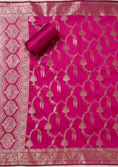 Mehendi Zariwork (Gold) Banarasi Unstitched Salwar Suit-Koskii