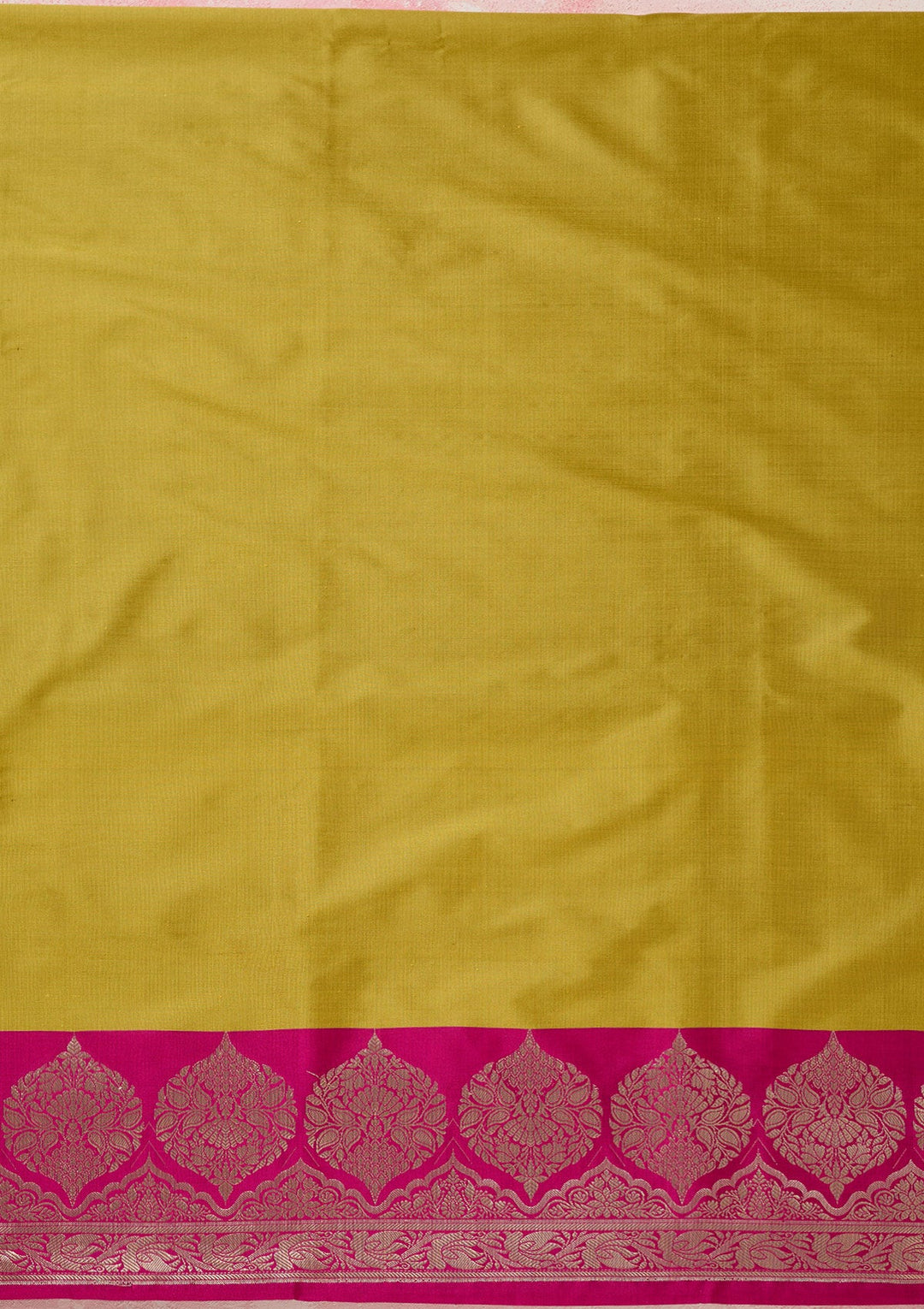 Mehendi Zariwork (Gold) Banarasi Unstitched Salwar Suit-Koskii