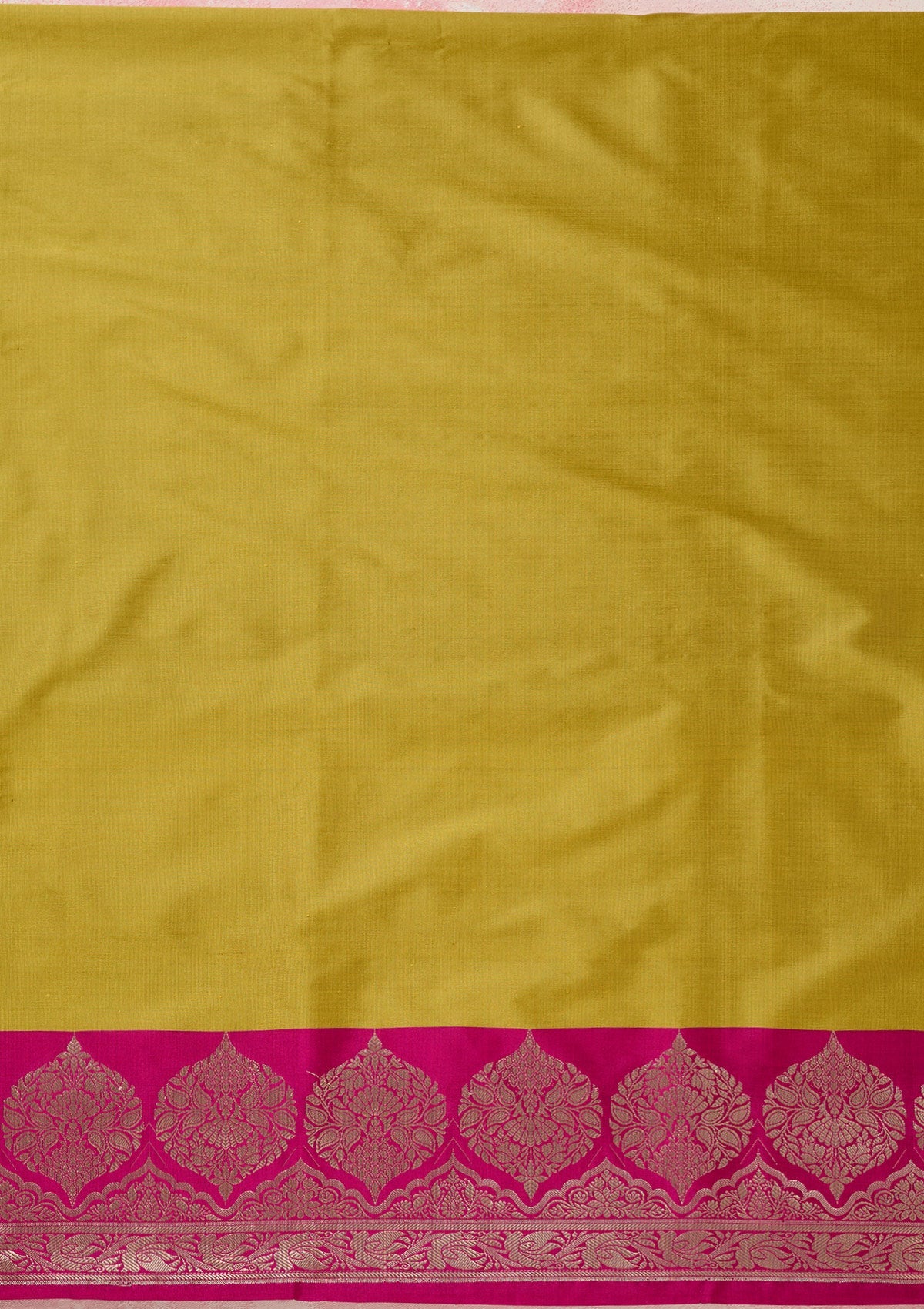 Mehendi Zariwork (Gold) Banarasi Unstitched Salwar Suit-Koskii
