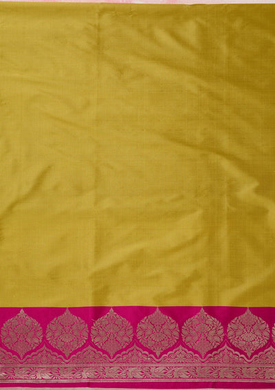 Mehendi Zariwork (Gold) Banarasi Unstitched Salwar Suit-Koskii