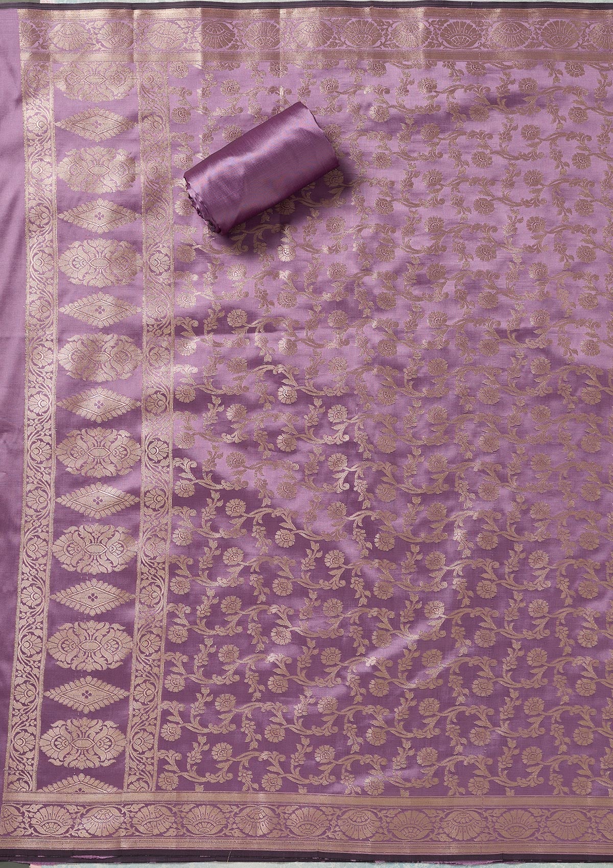 Royal Blue Zariwork (Gold) Banarasi Unstitched Salwar Suit-koskii