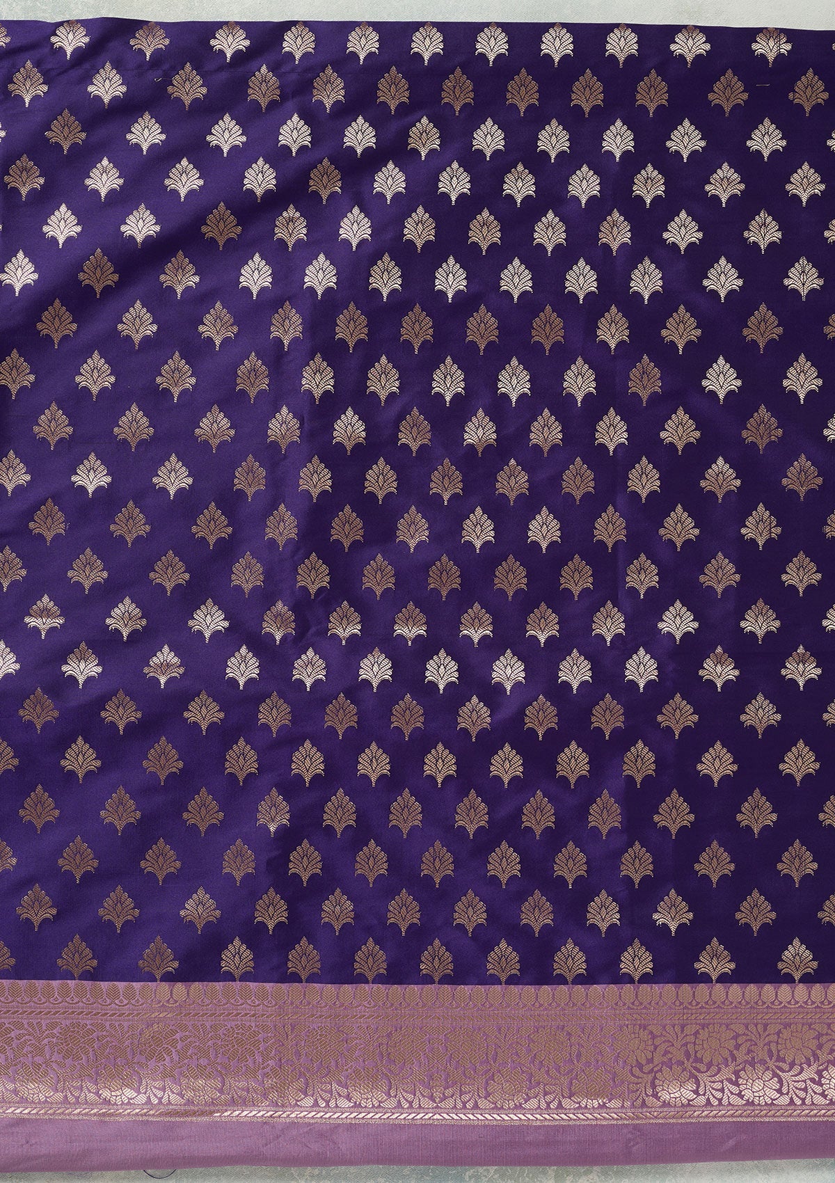 Royal Blue Zariwork (Gold) Banarasi Unstitched Salwar Suit-koskii