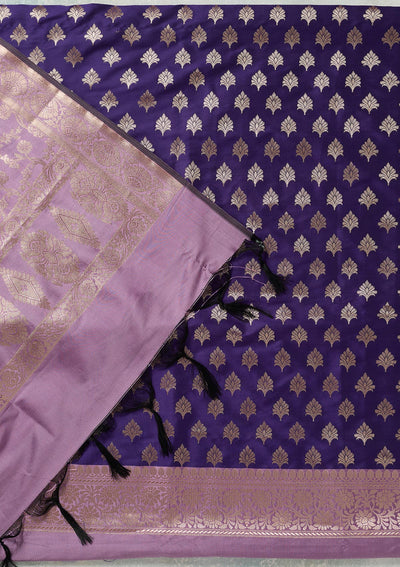 Royal Blue Zariwork (Gold) Banarasi Unstitched Salwar Suit-koskii