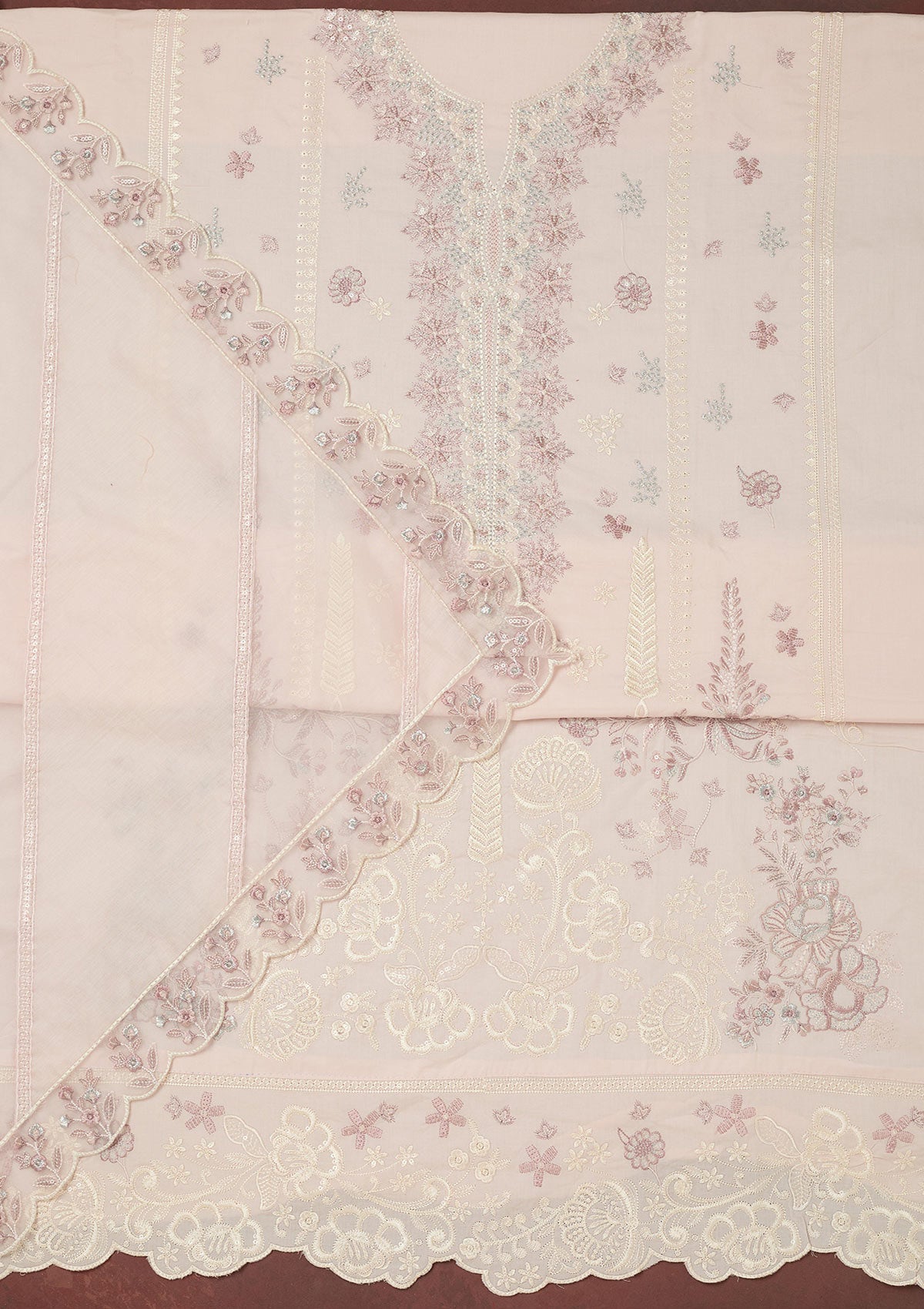 Purple Threadwork Soft Raw Silk Saree-koskii