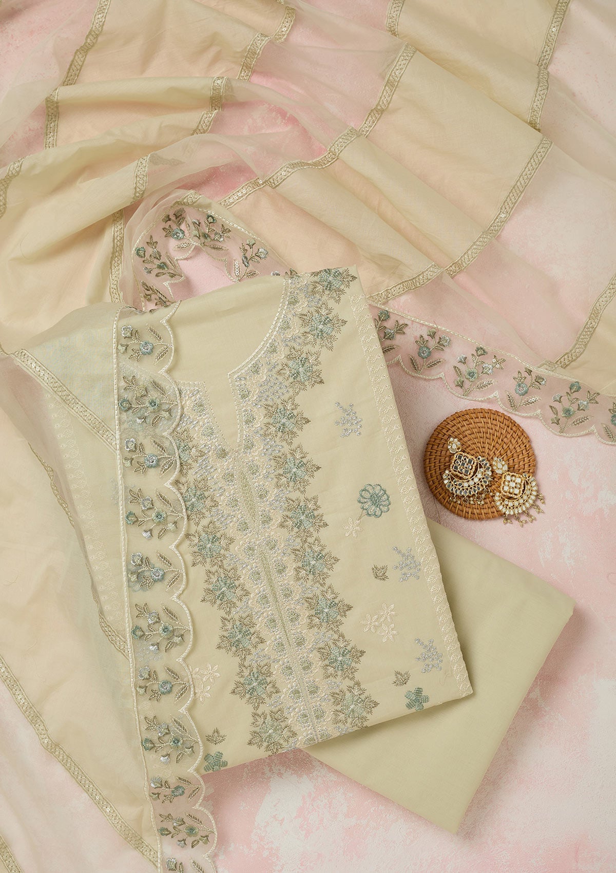 Mustard Threadwork Georgette Saree-koskii