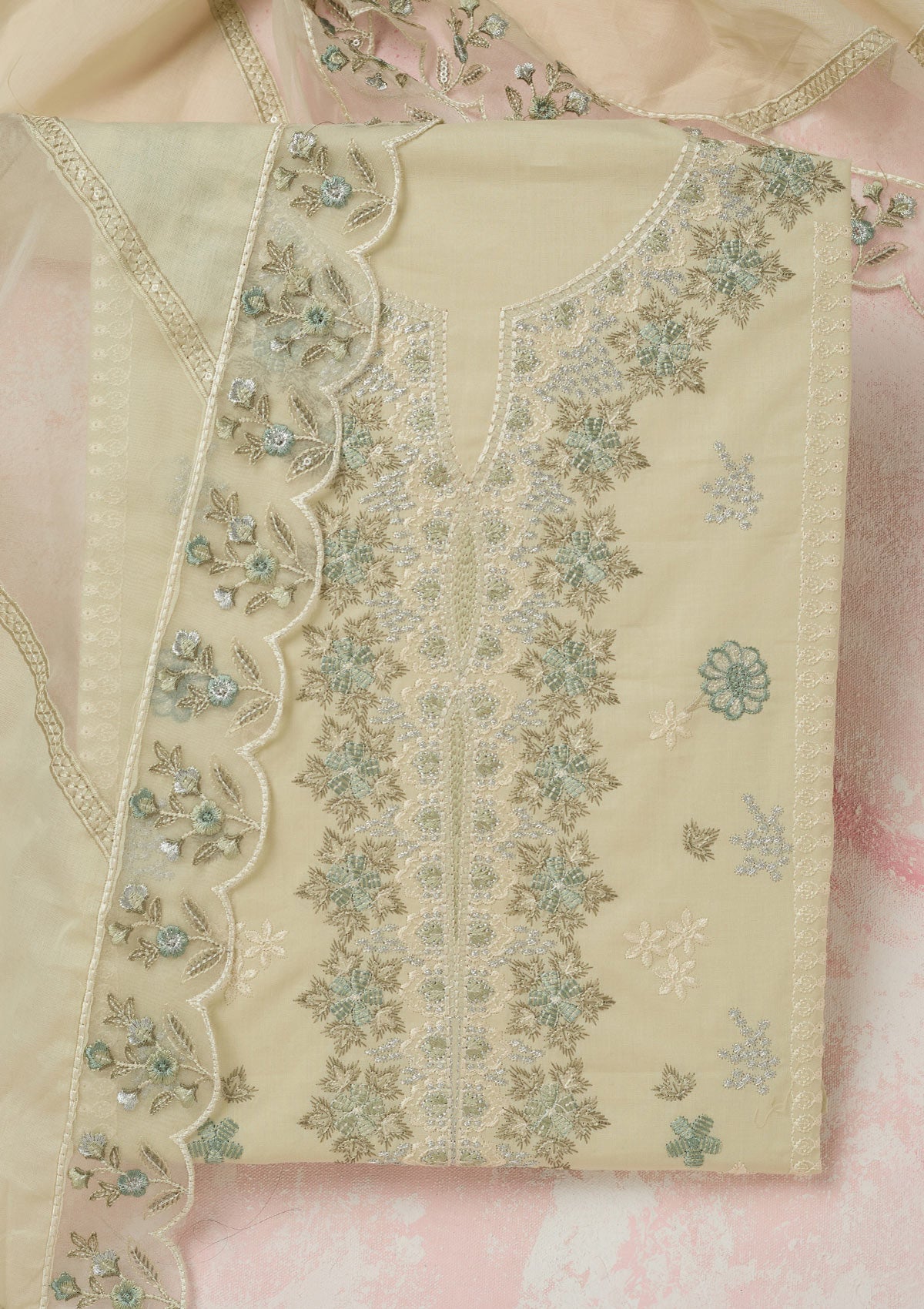 Mehendi Stonework (Gold) Tissue Saree-koskii