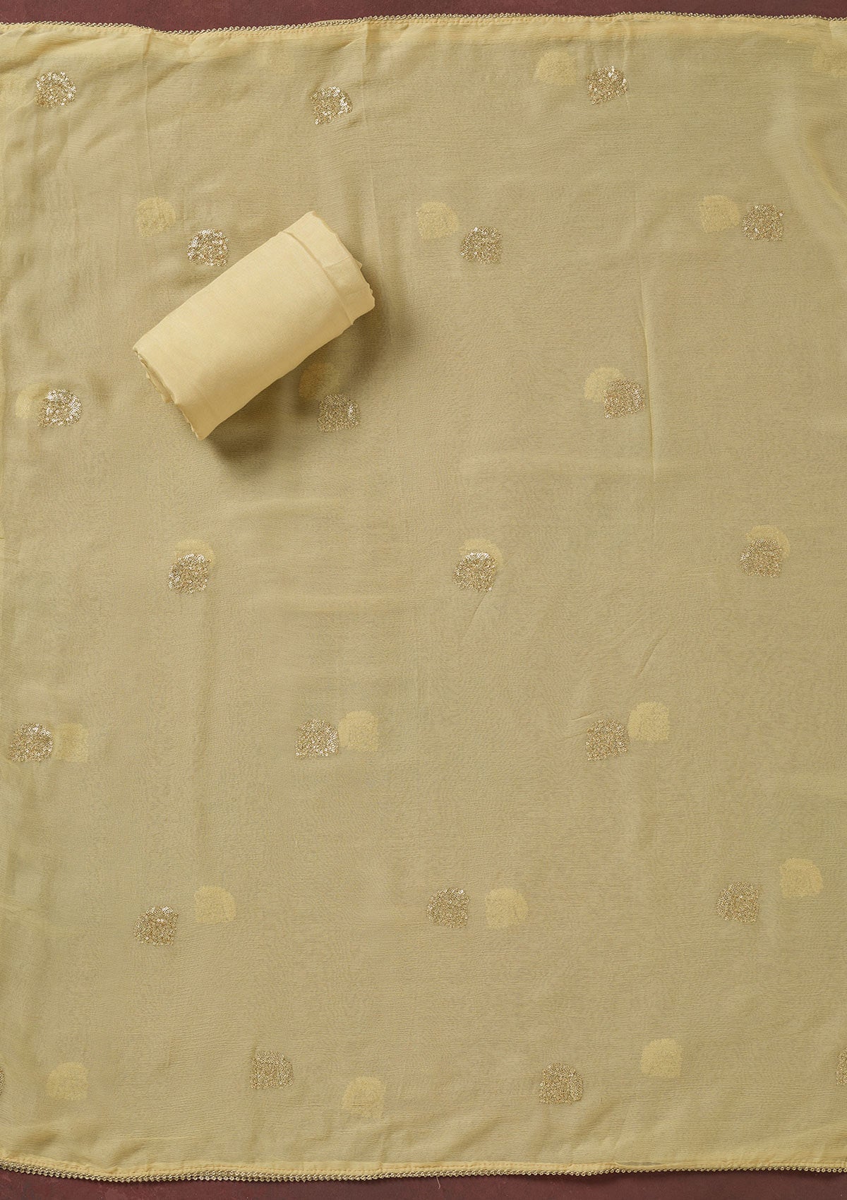 Cream Threadwork Dola Silk Unstitched Salwar Suit-koskii
