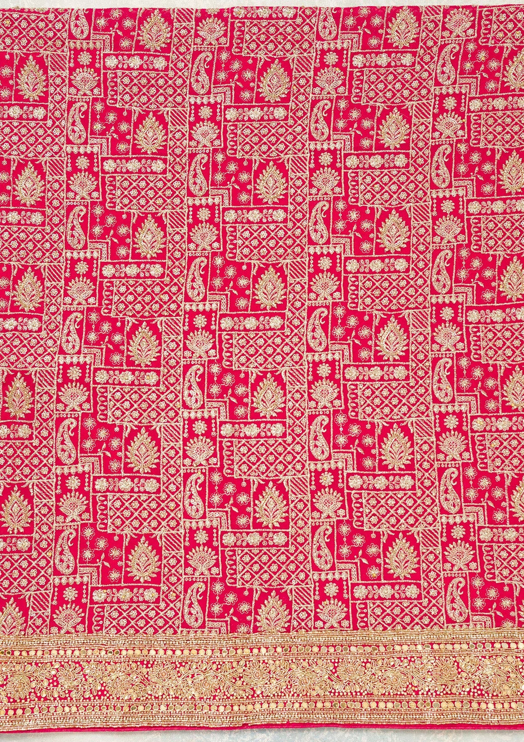 Rani Pink Zariwork (Gold) Georgette Unstitched Salwar Suit