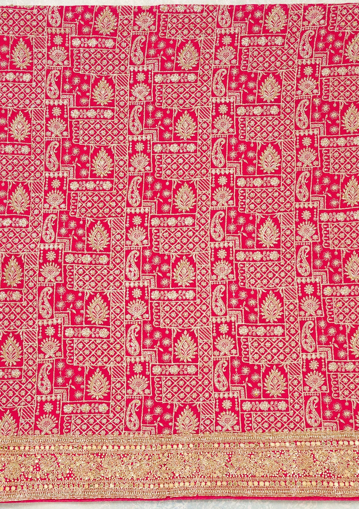 Rani Pink Zariwork (Gold) Georgette Unstitched Salwar Suit