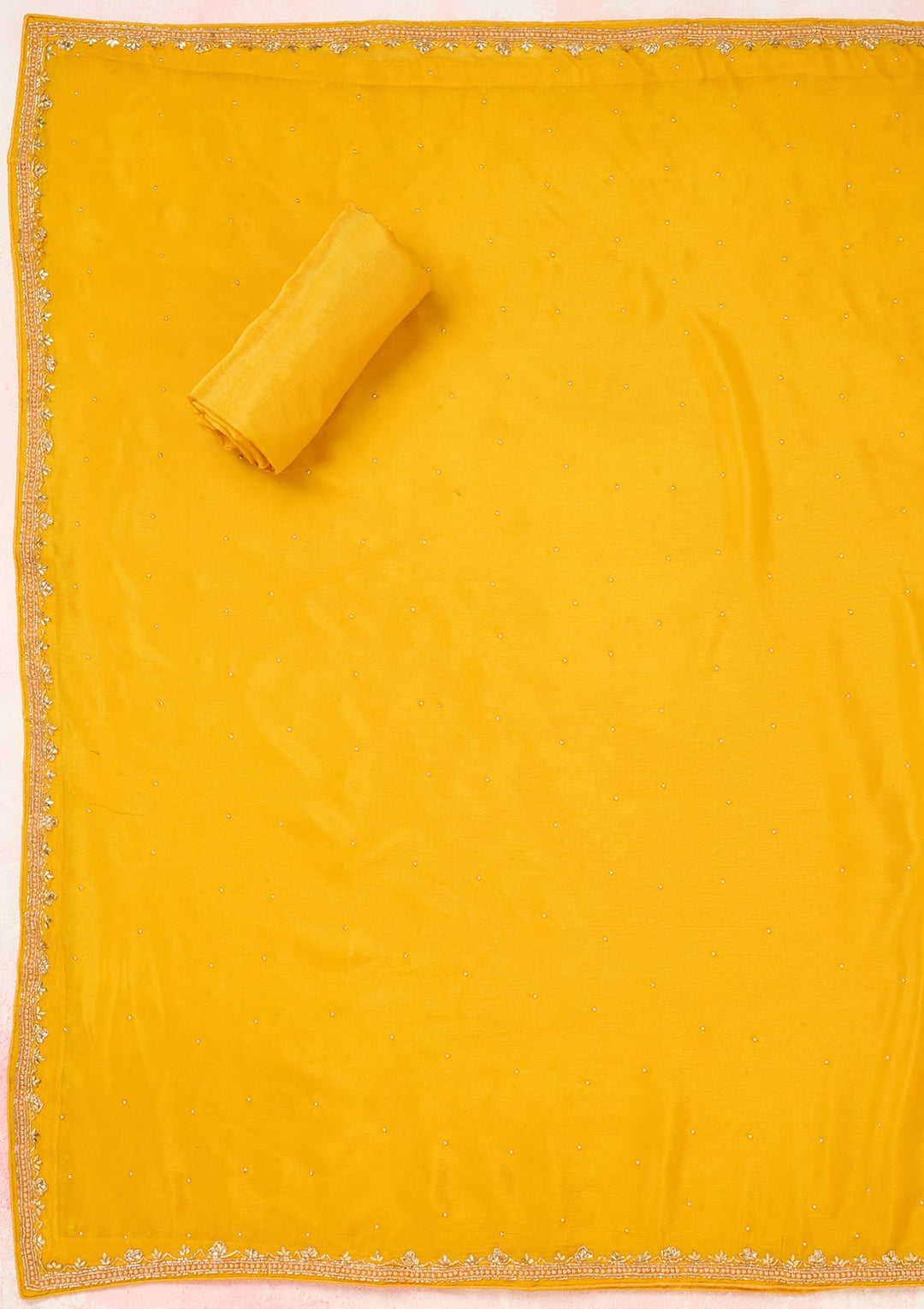 Yellow Zariwork (Gold) Georgette Unstitched Salwar Suit