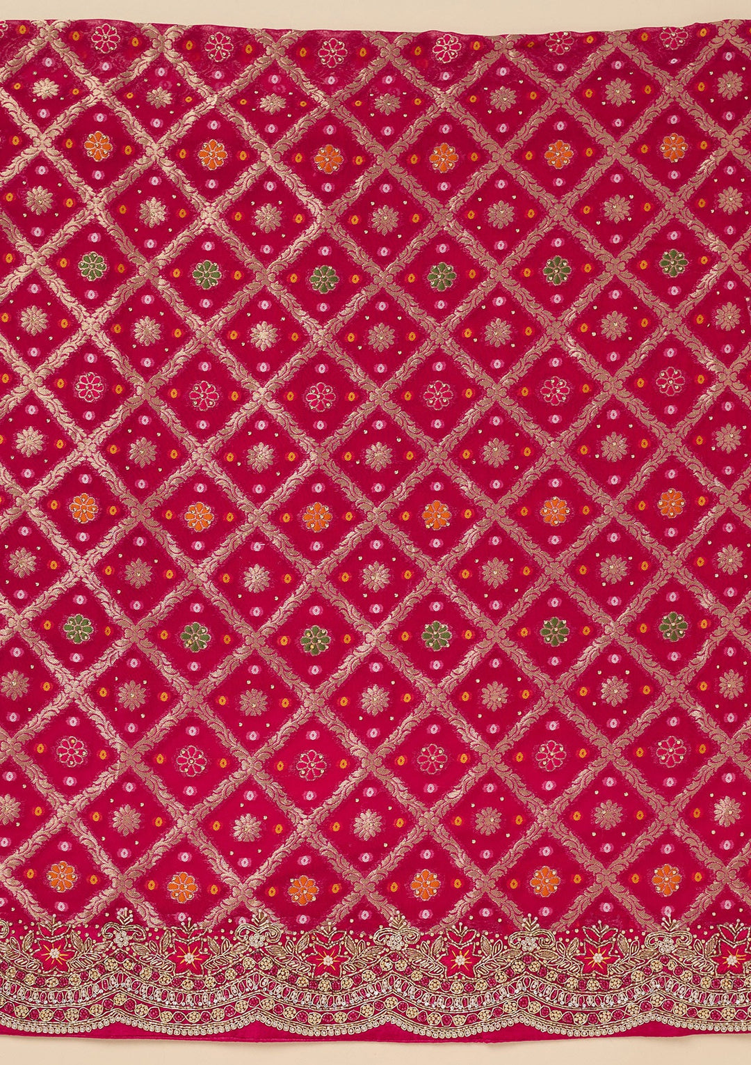 Rani Pink Stonework Georgette Unstitched Salwar Suit-Koskii
