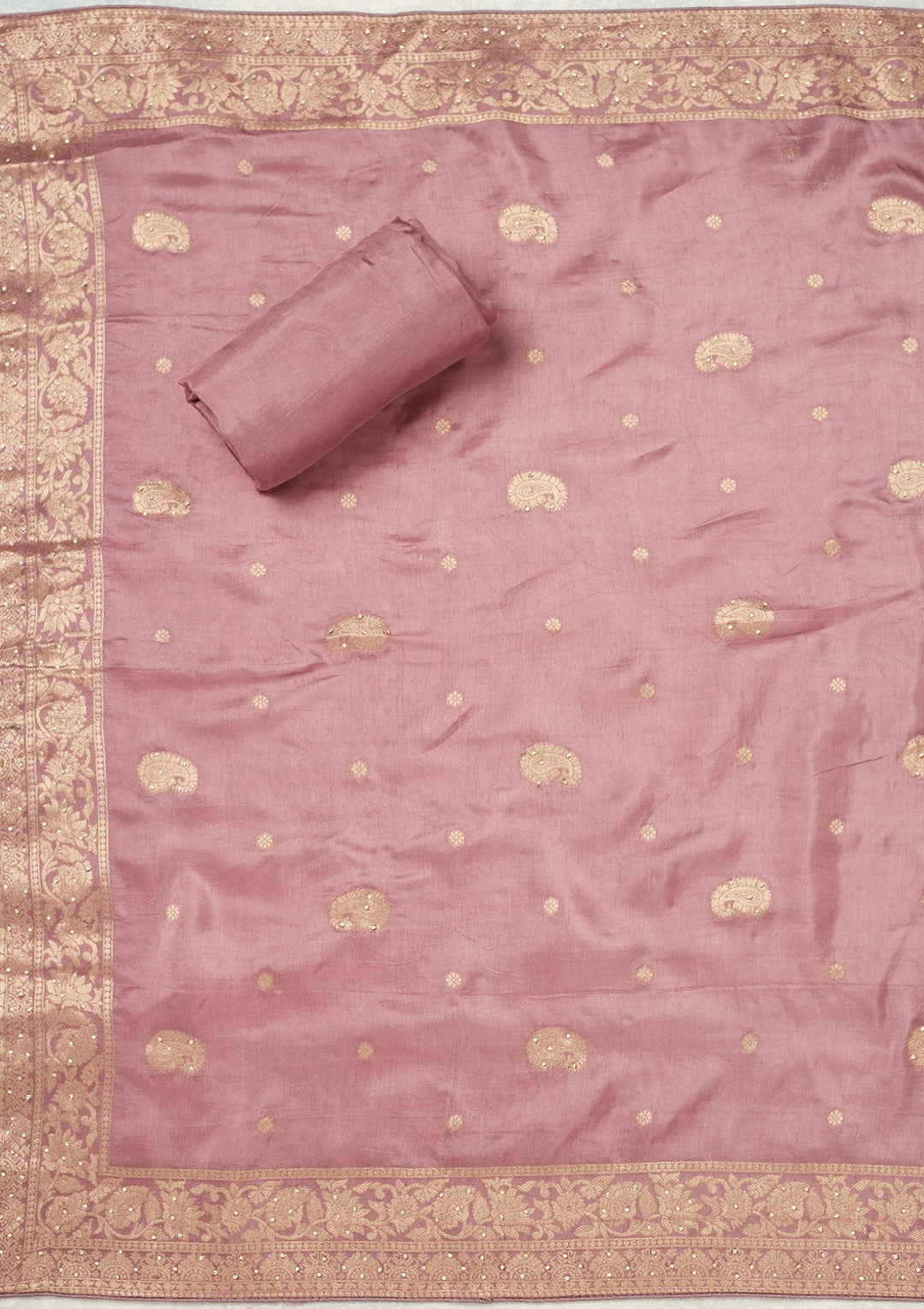 Lavender Stonework (Silver) Dola Silk Unstitched Salwar Suit