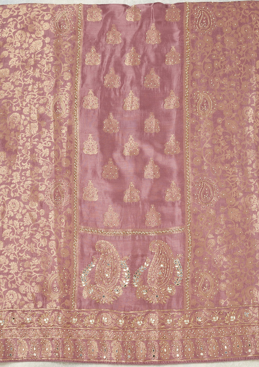Lavender Stonework (Silver) Dola Silk Unstitched Salwar Suit