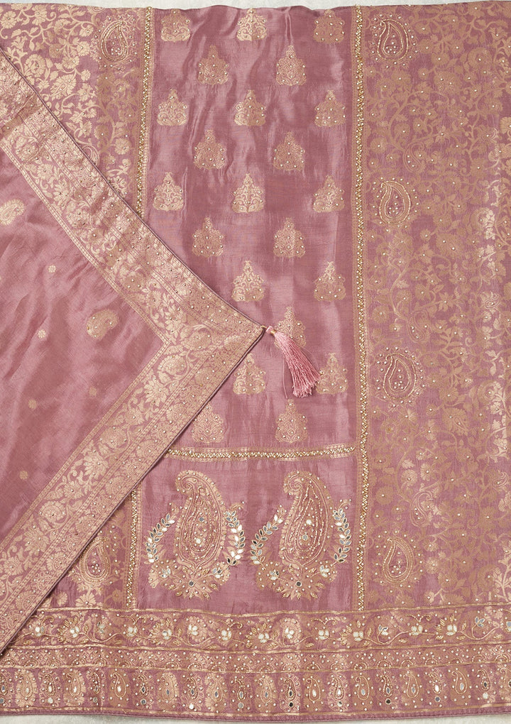 Lavender Stonework (Silver) Dola Silk Unstitched Salwar Suit