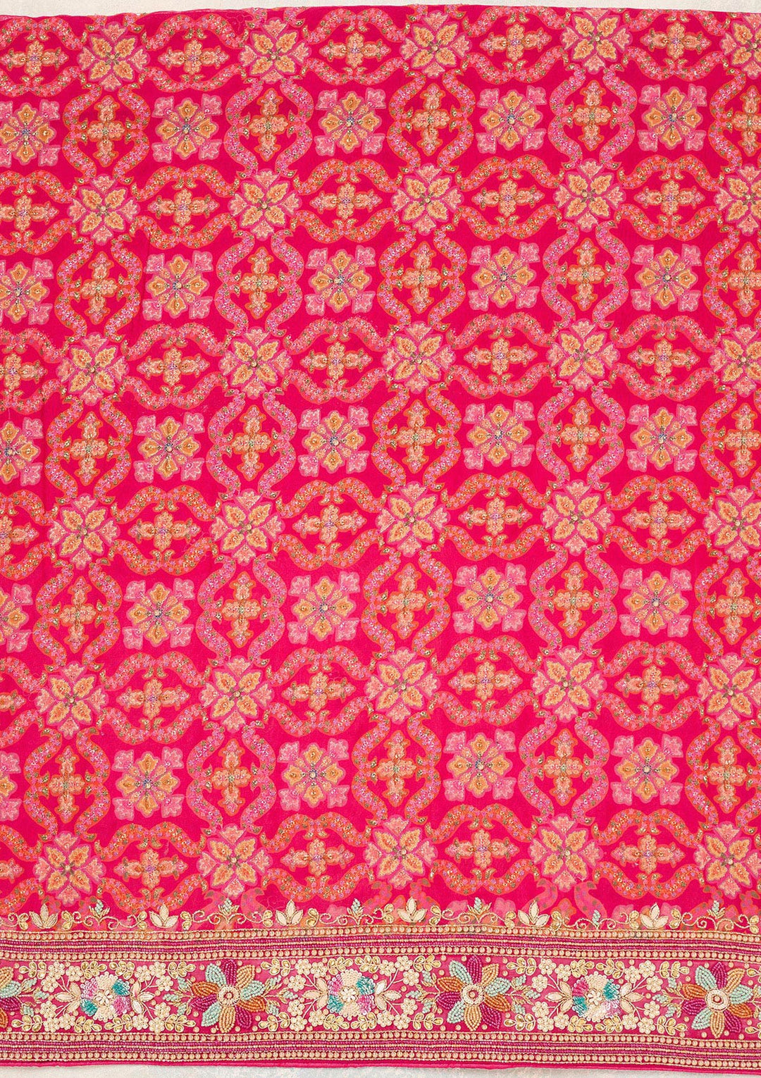 Rani Pink Stonework Georgette Unstitched Salwar Suit-Koskii