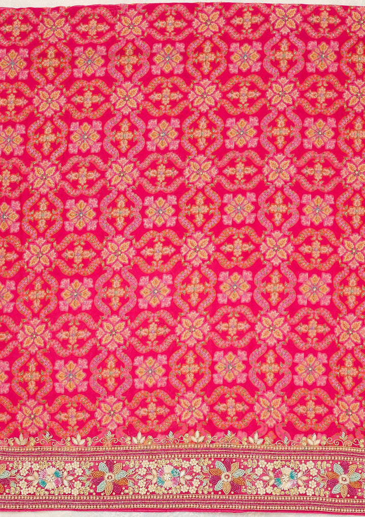 Rani Pink Stonework Georgette Unstitched Salwar Suit-Koskii